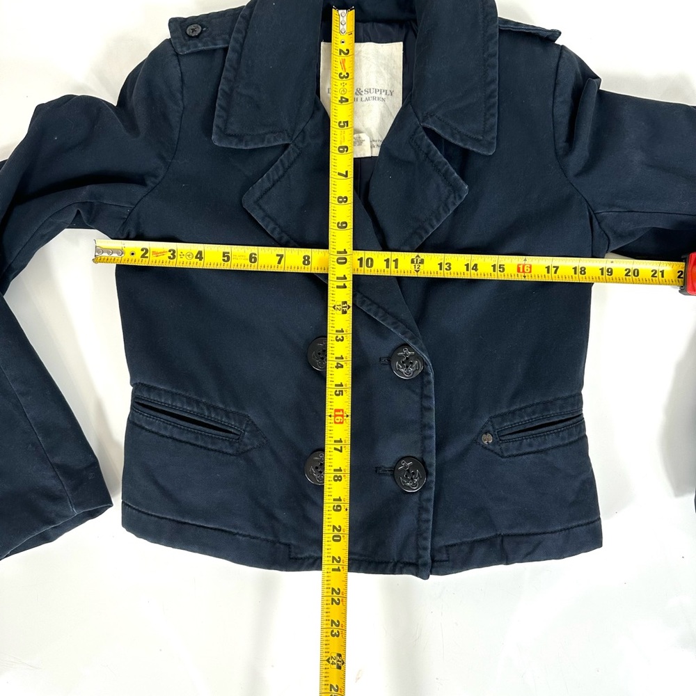 DENIM & SUPPLY RALPH LAUREN cropped blue jean jacket VINTAGE double breasted M - Picture 10 of 11